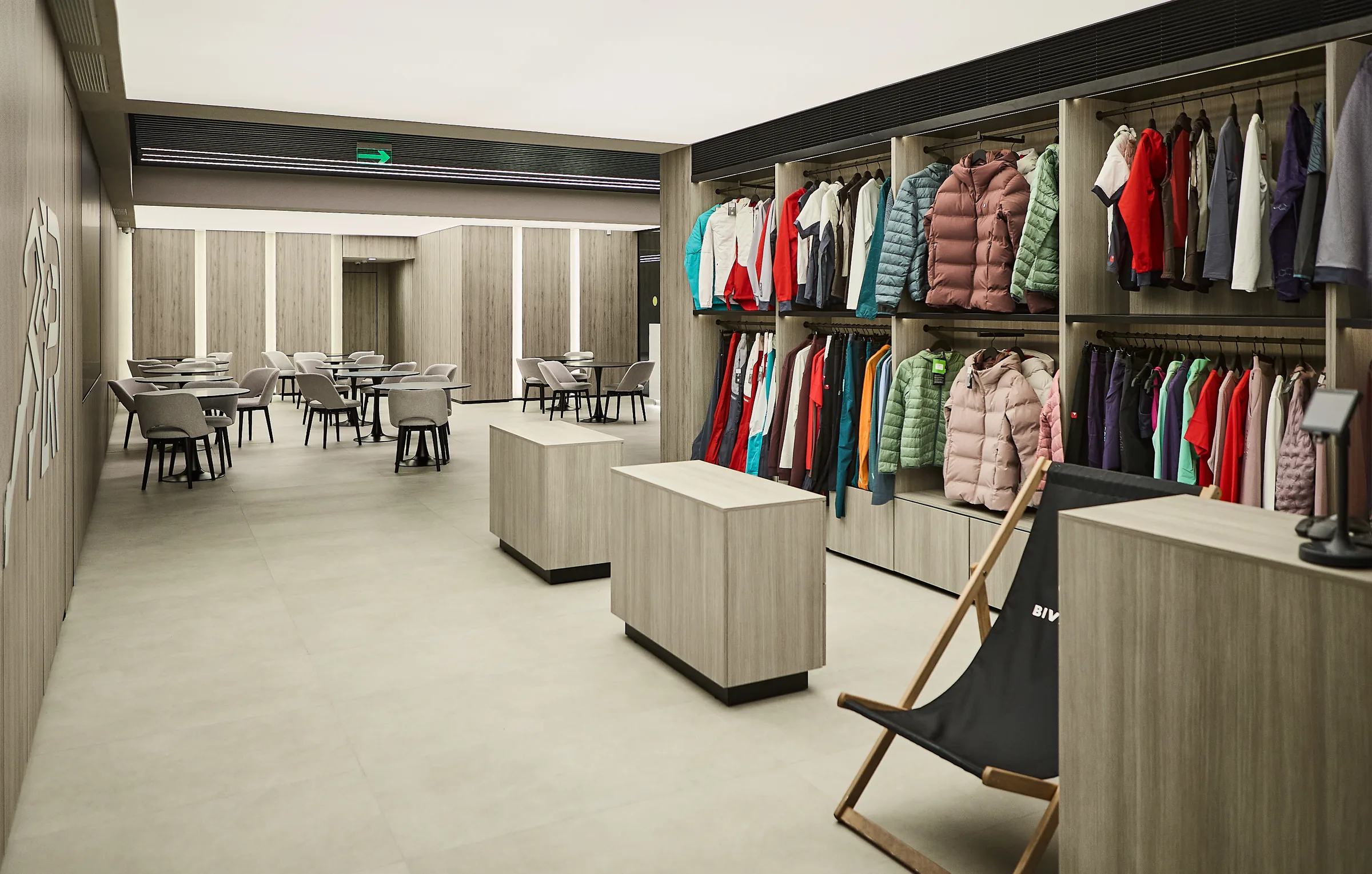 Sports shop and seating