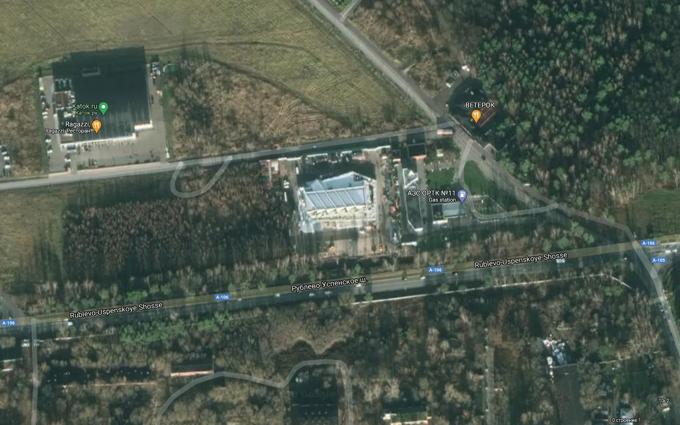 An aerial view showing a site and its surrounding routes